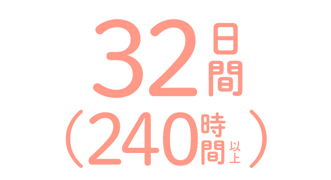 32日間（240時間以上）